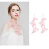 Fashion Light Lace Rose Flower Earrings Yarn Fabric Floral Long Layer Tassel Earrings Beach Costume Earrings for Women