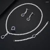 Necklace Earrings Set Be 8 Water Drop Shape CZ 4pcs 2 Color Wedding Bridal Jewelry Sparkling Crystal Bride Party Date Bijoux S438