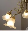 Lampes suspendues Style Français Lustre En Cuivre Sculpté Bras De Lampe En Verre De Jade Blanc Rétro Salon Chambre À Manger