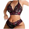 Slip Mutandine Set di biancheria per le donne Taglie forti Due pezzi Pizzo Tre punti Seno grande Biancheria intima Due pezzi Set di biancheria Pigiama Sexy Femme x0625