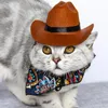 Cat Costumes Pet Hat Triangle Ręcznik Meksyk kowbojski stylowy pies chusta odzież dekoracje trójkątne szalik poliestrowy zestaw