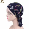 Bandanas Muslim Pre-Tied Style Cotton Turban Hat Headscarf Ladies Floral Print Bandanas Soft Headwear Hair Loss Cancer Chemo Cap Turbante X0628