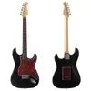 Cables 6 String St Electric Guitar Full Basswood Body Black High Gloss Finish 39 Inch Electric Guitar with Red Protection Board