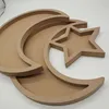 Plates Eid Wooden Tray Fruit Storage Serve Plate Home Wedding Table Decorations Serving Moon Shaped