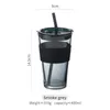 450 ml värmebeständig glasstråmjölk kaffekopp med lock kallt brygg mjölk te vatten kopp silikon vatten kopp med lock l230620