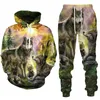 Forest Wolf 3d Printed Hoodie Suit Male Autumn Winter Casual Sweashirts Sweatpants Men Tracksuit Set Fashion Men's Clothing Suit