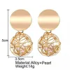 Online Customization Holographic Geometric Shape Iron Wire Hollow Ball Earrings Studs Wholesale Travel Jewelry