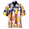 T-shirts pour hommes Printemps / Été Jour de l'Indépendance Drapeau Bière Mode Casual Party Beach Loose Print Chemise à manches courtes Body Romper