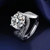 クラスターリングソリティア5ctラボダイヤモンドフィンガーリング925女性用スターリングシルバーパーティー結婚指輪