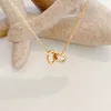 Anhänger Halsketten Einfache Doppelherz Halskette für Frauen Paar Edelstahl Halsband Gold Farbe Kette Hochzeit Party Freunde Schmuck Geschenk 230613