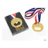 Party Favor Médaille d'or Ouvre-bouteille Ajouter un ruban de cou - Récompense scolaire Bière métallique polyvalente pour les mariages Anniversaires Sports Drop Del Dhrio