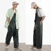 Dżinsy męskie japoński styl czysty kolor luźne salopette modne spodnie swobodne kombinezony streetwearu streetwearne spodnie 230628
