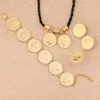 Necklace Earrings Set Ethiopian Gold Color Coin Pendant Ring Bracelet Trendy