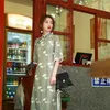 エスニック服モダン中国のチョンサムQipao女性上海タンカジュアルシフォンドレスレトロヴィンテージガールズTA1445
