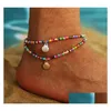 Anklets Boho z koralikami Bransoleta Złota Łańcuchy skorupy Kolorf Foot Biżuteria dla kobiet i dziewcząt Drop dostawa dhgjm