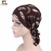 Bandanas Muslim Pre-Tied Style Cotton Turban Hat Headscarf Ladies Floral Print Bandanas Soft Headwear Hair Loss Cancer Chemo Cap Turbante X0628