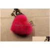 Porte-clés Longes Faux Rex Fourrure De Lapin Pom Coeur Forme Porte-clés Femme Sac Charmes Homme Bibelot Voiture Porte-clés Drop Delivery Mode A Dh7Up