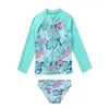 Swim wear 3Pcs Kids Girls Swimsuit Sets Sevess Tops with Bris and Long Seves Front Zipper Coat Set Beach Swimwear Bathing Suits HKD230628