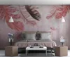 壁紙バカルカスタムモダン3D壁紙壁画ミニマリストの手塗りピンクの羽小さな新鮮な女の子の部屋背景壁の家の装飾