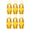 50pcs Bag Parts Yellow Baseball Neoprene Lipstick Holder Keyhain 4.7*1.6inch