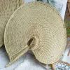 Novos ventiladores de mão feitos à mão decoração de rattan para casamento natural folha de palmeira tecido fãs decoração de arte de parede para ornamentos de casa de fazenda