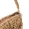 Torby wieczorowe 2 szt. Straw Crossbody Bag damskie splatają ramię okrągłą letnią torebkę plażową i torebki (Khaki jasnobrązowe)