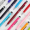 Pens 100Pcs/lot 11 Color Black Gold White Blue Roller Metal Ballpoint Pen 0.7mm 2in1 Fiber Point Stylus Gift Can Custom Your