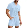 Mens Tracksuits Men Rompers Shorts Swimsuit Streetwear Tropical Floral Print Short Sleeve Beach Hawaiian Playsuits Button Casual Man Humpsuits 230627