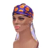 Bandanas Street Hip-Hop Silky Durags For Men Print Bandana Turban Hat Unisex Doo Durag Wigs Women Headwrap Chemo Cap Long Tail Pirate Hat x0628