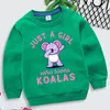 Magliette Just A Girl Who Loves Koala Felpa con cappuccio Ragazze Cartoon Animal Y2k Sudadera Felpe casual rosa Moda manica lunga Abbigliamento per bambini 230627