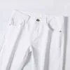 メンズジーンズデザイナー2021春と夏のホワイトファッション真新しいジーンズメンズ刺繍弾性スリムフィットスモールフットストレートパンツシンスタイルzk5y