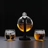 Outils de bar Carafe à whisky Globe Aérateur de vin Ensemble de verre Crâne de voilier à l'intérieur du cristal avec support en bois fin Liqueur pour tasse de vodka 230627