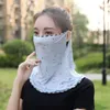 Bufandas Protector solar de verano Máscara de seda floral Velo con solapa para el cuello Protección UV ajustable para exteriores Cubierta facial Protector solar