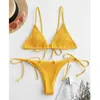 Maillot de bain femme Sexy Micro Bikini ensemble léopard Push Up coupe haute dentelle smockée String deux pièces maillot de bain femmes Bikinis 2023 Mujer