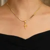 Pendant Necklaces Vintage Religious Cross Stainless Steel Blade Chain Choker Necklace