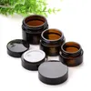 Brown Glass Jar 20g 30g 50g Cream Bottles Round Cosmetic Jars Hand Face Packing Bottles With Black Cap Xbtwh