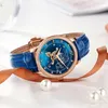 Montres-bracelets Reef Tiger / RT Mode Femmes Montres Cadran Bleu Or Rose Pour Amant Diamants Dames Relogio Feminino RGA1550