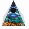 Новинки Кристалл Обсидиан Оргон Пирамида - Генератор положительной энергии ручной работы для защиты Медитация Исцеление Рейки Падение 8 см Dh3S9
