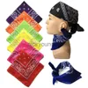 Bandanas Mode Hip Hop Coton Bandanas Écharpe Carrée Noix De Cajou Floral Bandeau Cowboy Hommes Motard Sport Chapeaux Poignet Cheveux Wraps 55cm * 55cm x0628