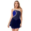 Abbigliamento da palcoscenico Vestito da pattinaggio di figura con strass Vestito da ginnastica senza maniche Body da donna Performance di allenamento Ballo da ballo Costume da ballo