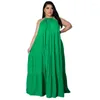 Plus Size Dresses Women Summer Ruffle Solid Loose Party 2023 Fashion Elegant Evening Gown Sleeveless Wholesale ClothesPlus