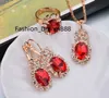 Hot Sale 2023 Elite Oval Gem Claw Crystal Necklace Earring Ring Wholesale Three Piece Jewelry Set