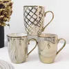 M Bicchiere in ceramica europea Bicchiere da acqua Tazze da caffè Tazza da latte carina Tazze da tè pomeridiane Colazione Galvanotecnica Bicchierini L230620