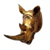 Dekorativa föremål Figurer Rhino Head Wall Decor Sculpture Home Staty Dekoration Tillbehör Abstrakt Jul Handgjorda Harts Art Craft Artware 230627