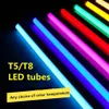 10pcs/lote T5 Tubos de LED integrados LED TUBE Lâmpada de parede 30cm 60cm 90cm 120cm Bulbo LED LED REGRO VERMELHO AZUL POLUGE PURPO TUBO PARA ALIMENTO FRESCO AC100-265V