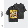 Men's T Shirts Anime Tokyo Revengers Retro Vintage Washed Mikey Draken Hanagaki T-shirt överdimensionerade Harajuku manga toppar tees bomull