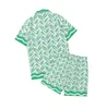 Summer Mens T-shirts Short Sleeve Casablanc-S-tryck Löst skjortor Varsity Shirt Womens Loose Silk Top Tee Asian Size