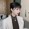 Kettingen Koreaanse Luxe Natuurlijke Zoetwater Barokke Parel Goud Kleur Munt Hanger Ketting Voor Vrouwen Temperament Trui Ketting Sieraden