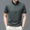 Polos masculinos Polo T shirt Summer Lapel Striped Ice Silk Blusas de manga curta Business Pullover Casual Fashion Button Patchwork Tops 230629