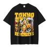 Men's T Shirts Anime Tokyo Revengers Retro Vintage Washed Mikey Draken Hanagaki T-shirt överdimensionerade Harajuku manga toppar tees bomull